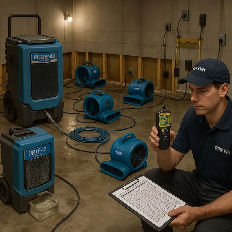 Structural Drying and Dehumidification process in Kerr County, TX